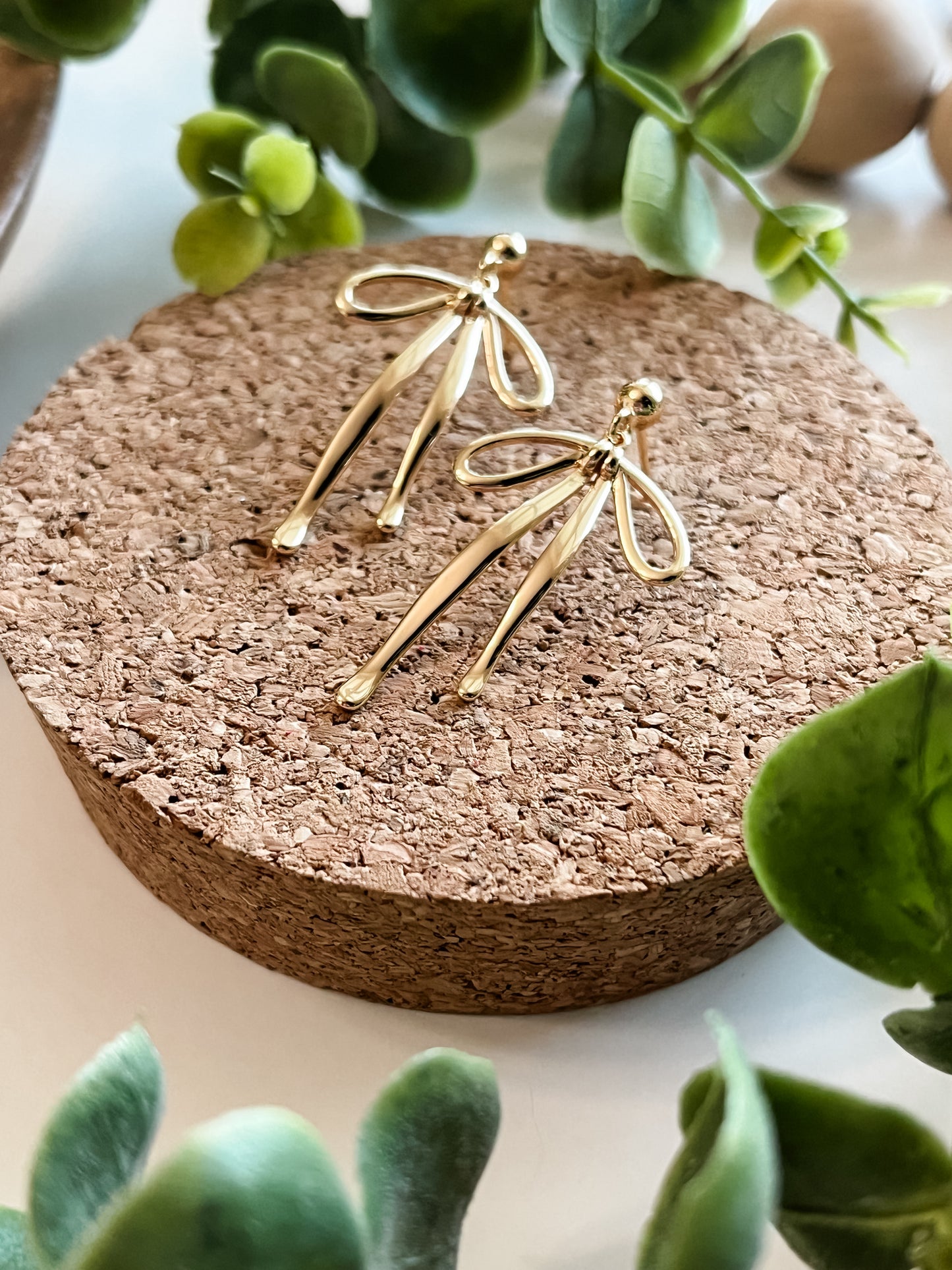 Golden Bow Dangles - Medium