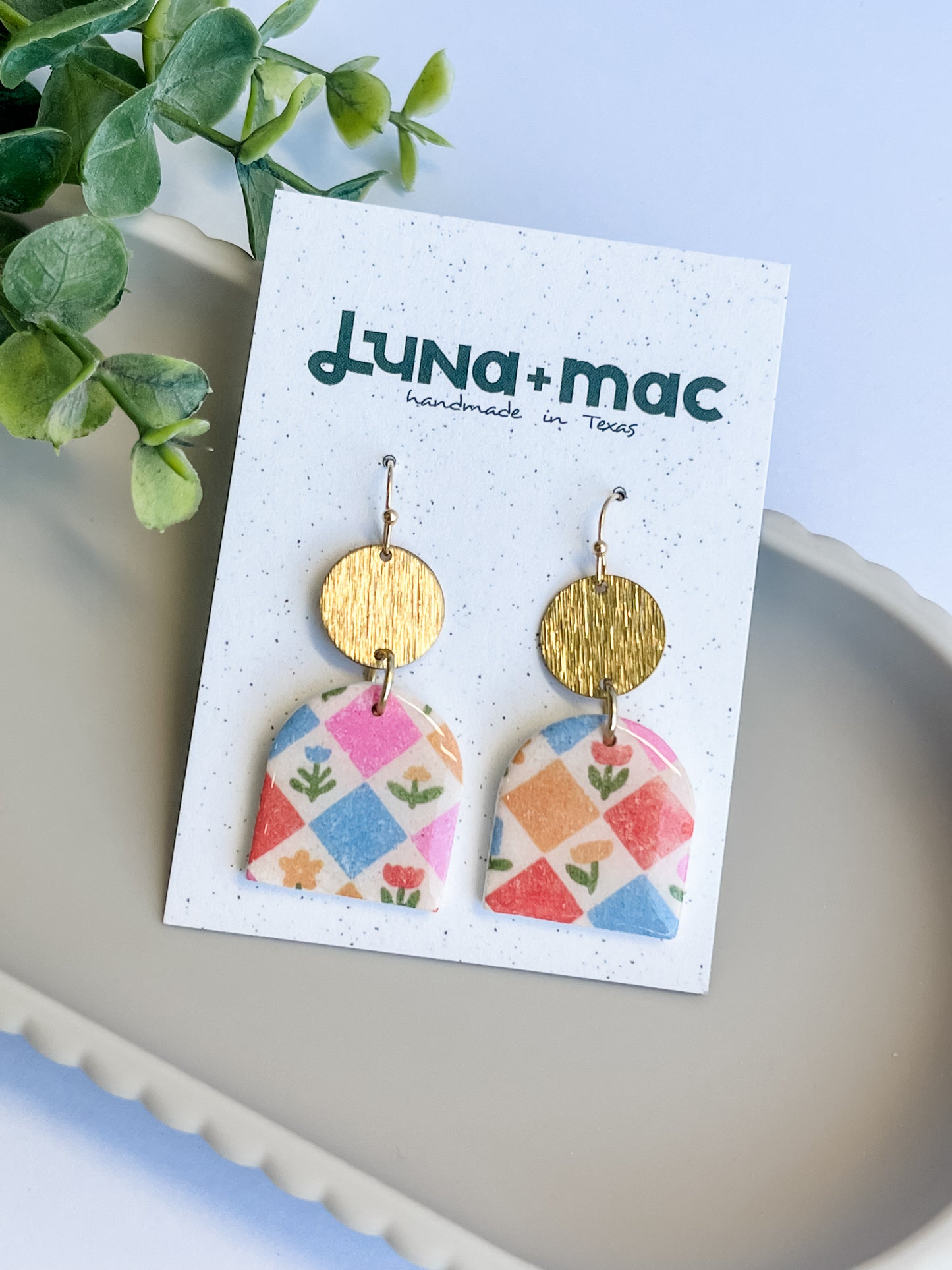 Short Arch Earrings - Tiled Florals