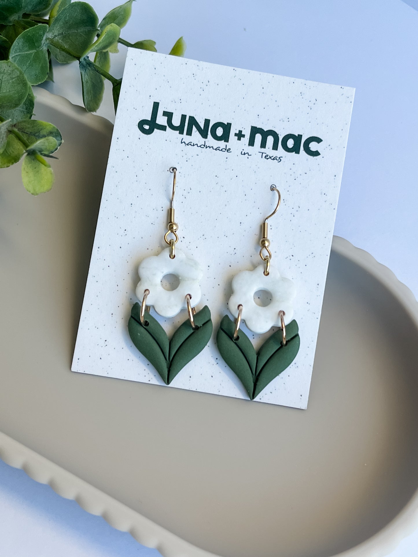 Blooming Dangle Earring - White