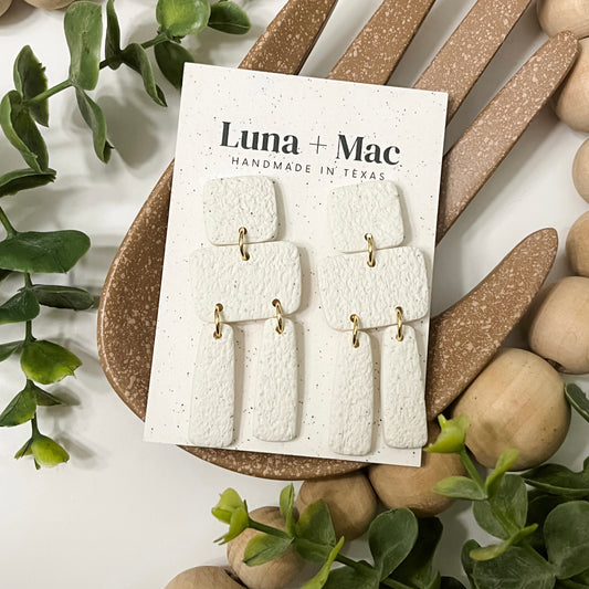 Art Deco Cascade Earring - Cream Texture