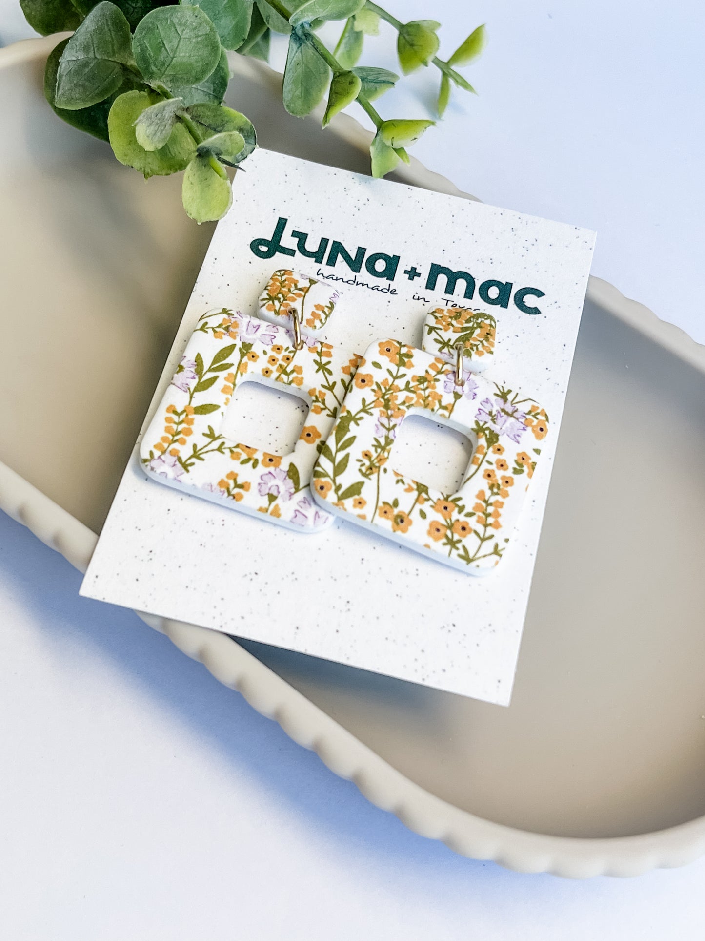 Modern Edge Earrings - Spring Florals