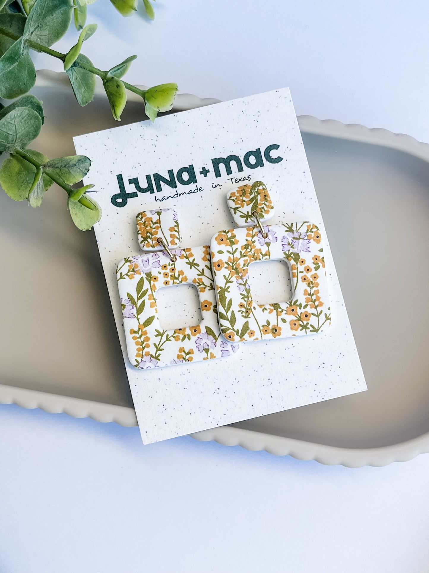 Modern Edge Earrings - Spring Florals