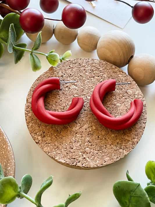 Twist & Turn Hoop Earring - Red