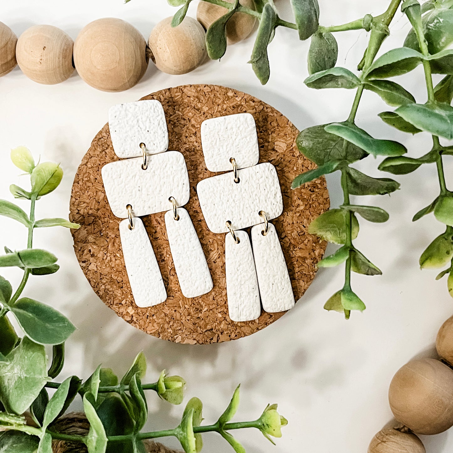 Art Deco Cascade Earring - Cream Texture