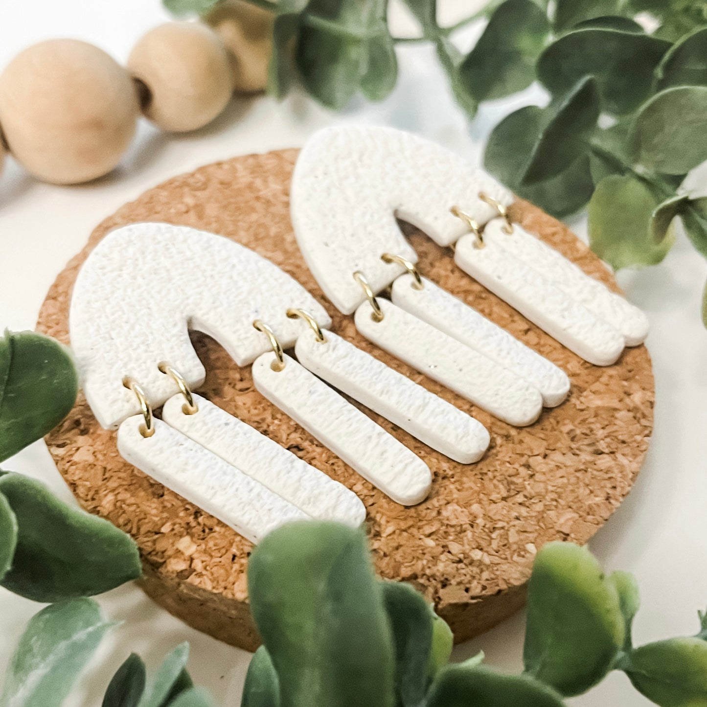 Dune Arch Earrings - Cream Texture
