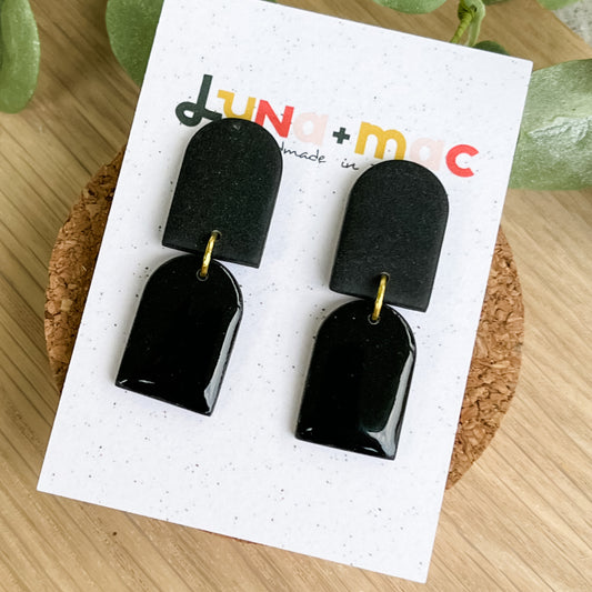 Double Arch Statement Earring - Black