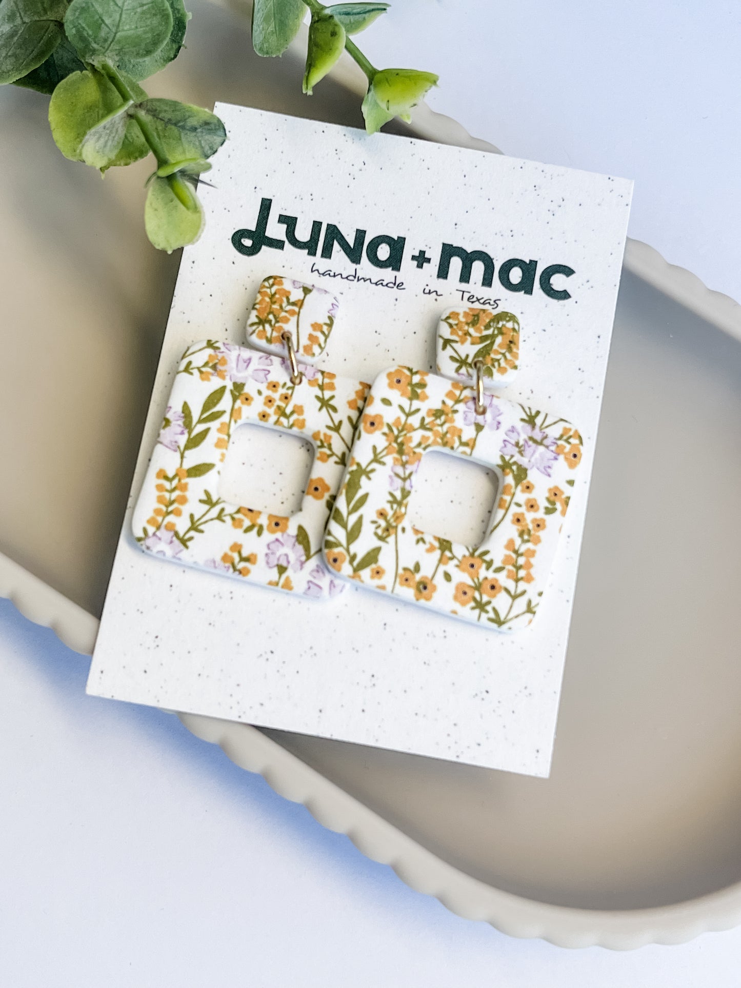 Modern Edge Earrings - Spring Florals