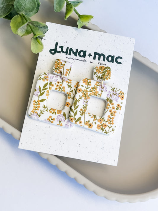 Modern Edge Earrings - Spring Florals