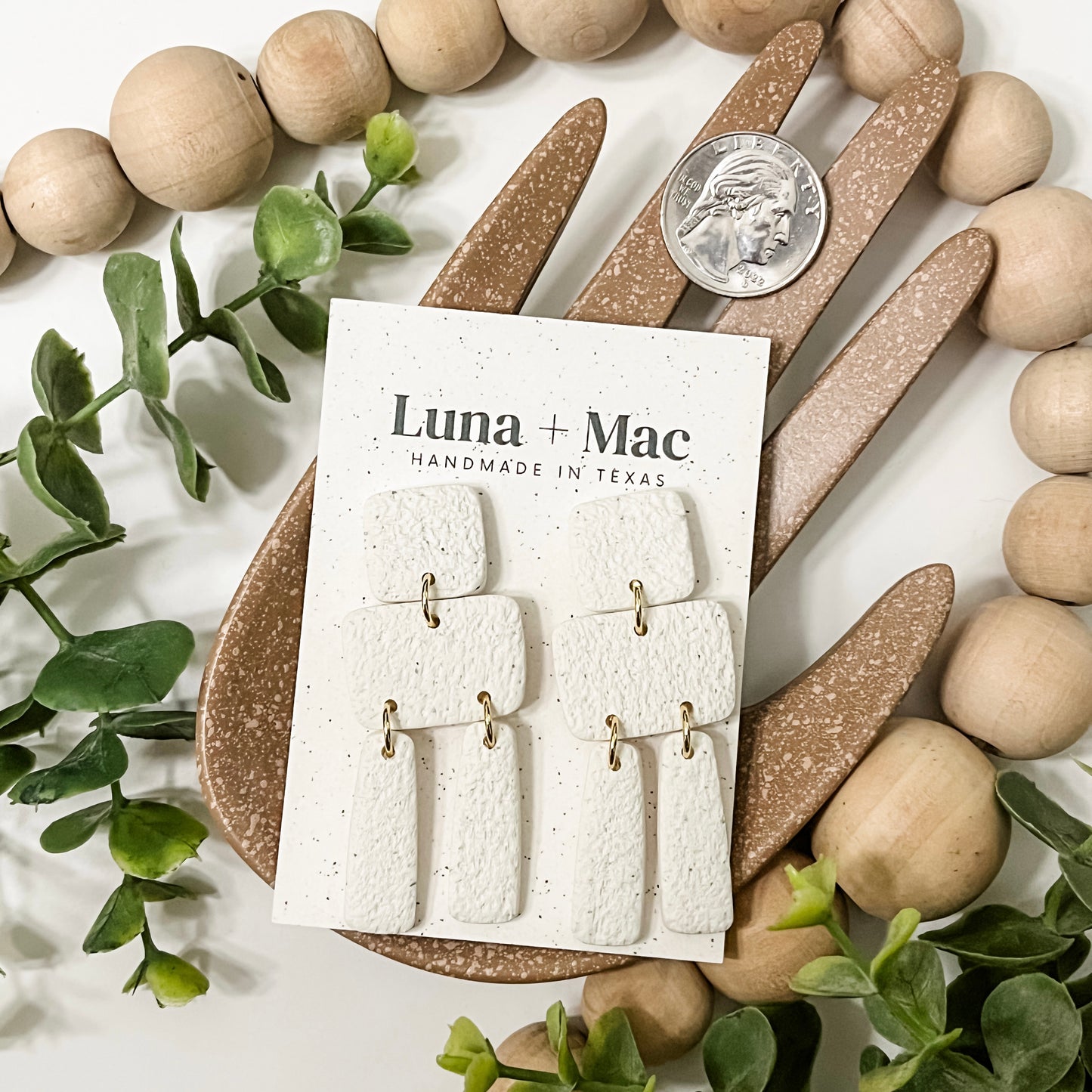 Art Deco Cascade Earring - Cream Texture