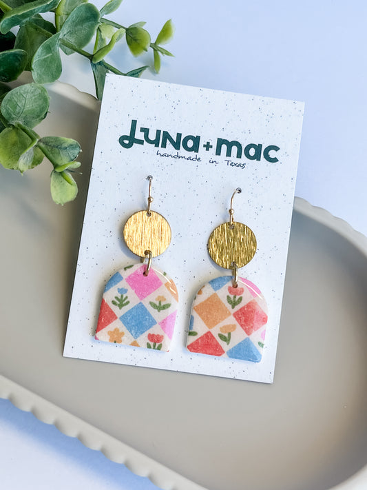 Short Arch Earrings - Tiled Florals