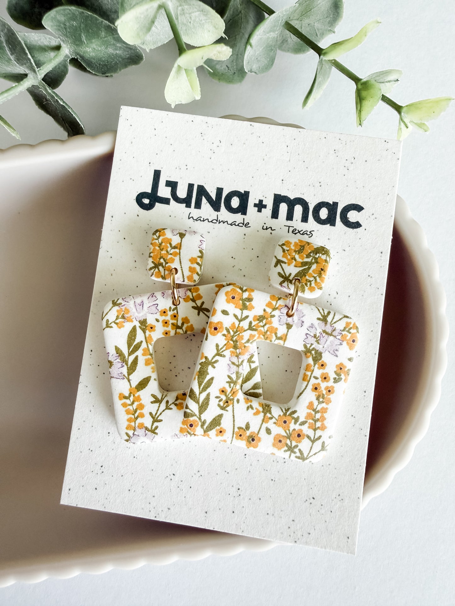 Modern Edge Earrings - Spring Florals