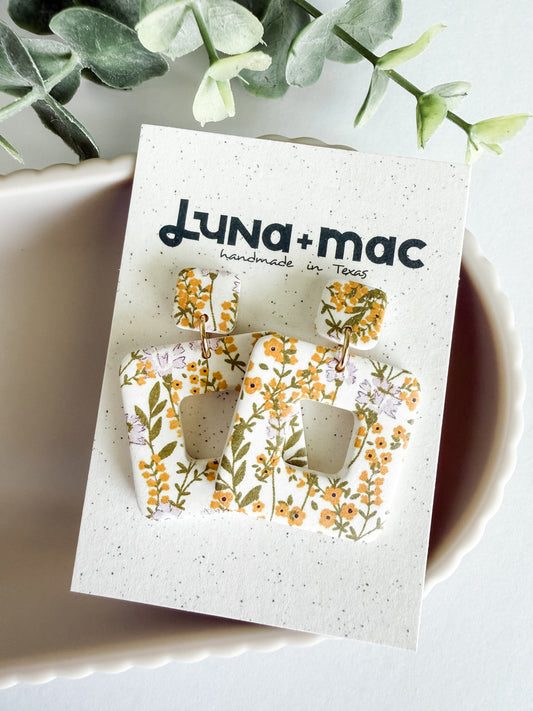 Modern Edge Earrings - Spring Florals